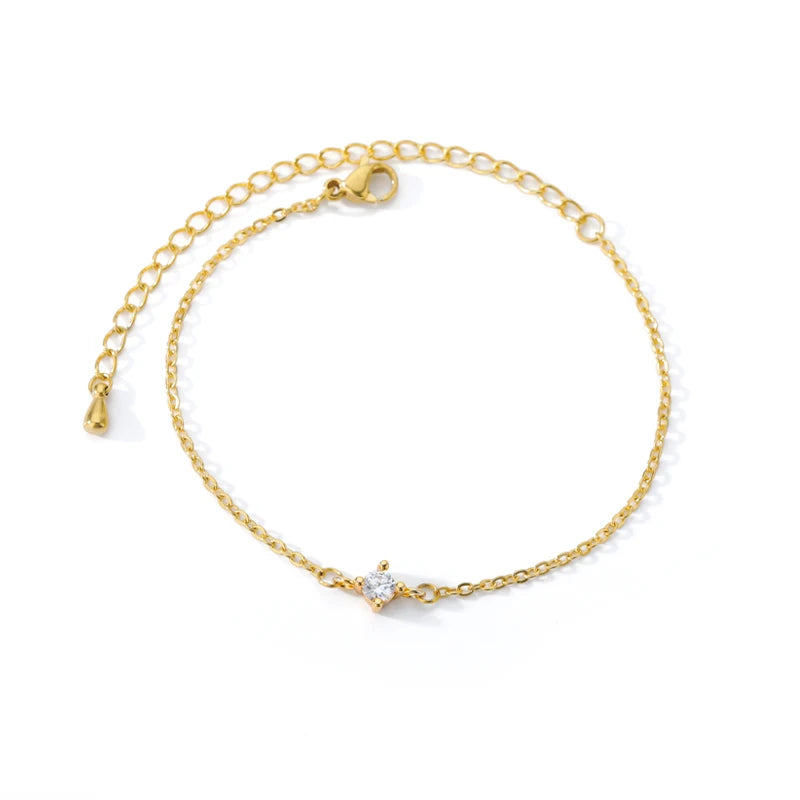 Single Zircon Circle Bead Bracelet for Women | Stainless Steel Trendy Summer Jewelry | Couple & Friend Gift 2023