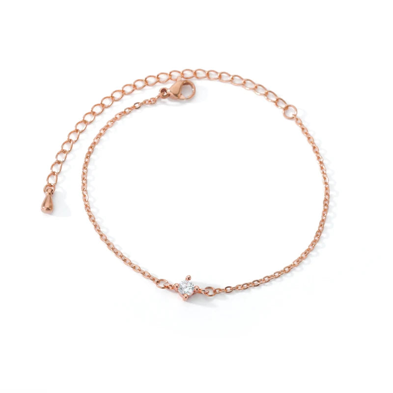 Single Zircon Circle Bead Bracelet for Women | Stainless Steel Trendy Summer Jewelry | Couple & Friend Gift 2023
