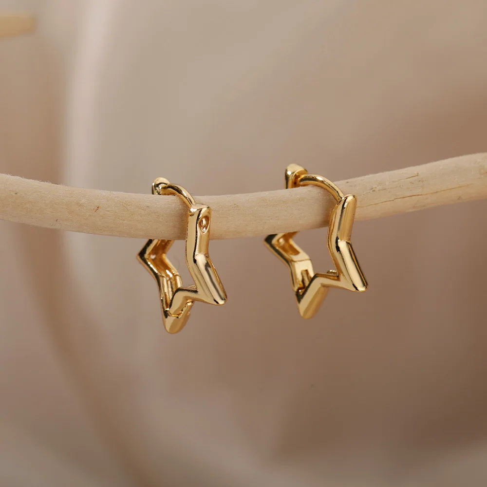 ✨ Geometric Star Earrings for Women – Stainless Steel Star Hoop Studs | Hypoallergenic Fashion Jewelry Gift