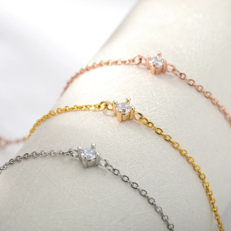 Single Zircon Circle Bead Bracelet for Women | Stainless Steel Trendy Summer Jewelry | Couple & Friend Gift 2023