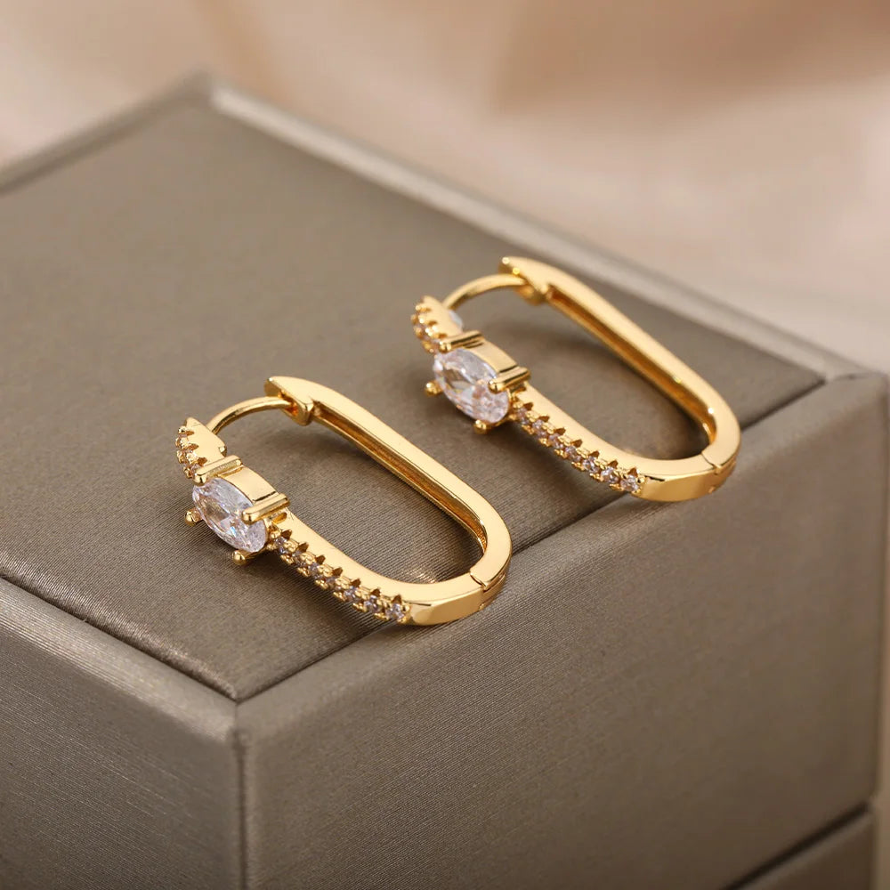 ✨ Minimalist Zircon Irregular Stud Earrings – Stainless Steel Round Fashion Jewelry for Women | Party, Wedding & Gift