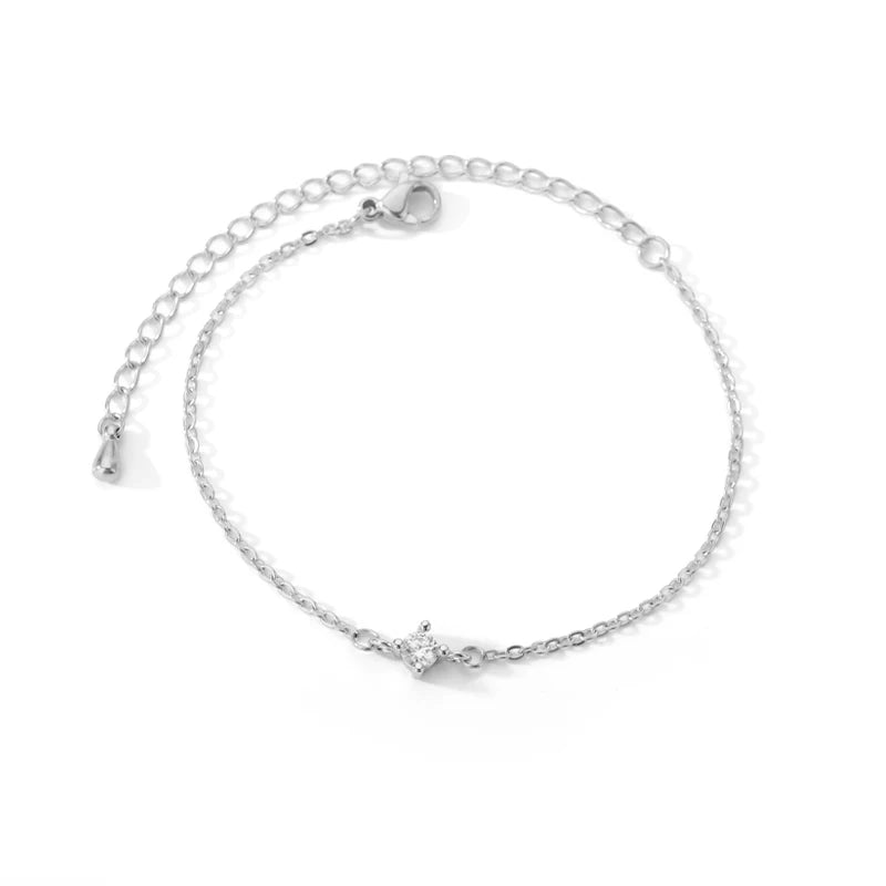Single Zircon Circle Bead Bracelet for Women | Stainless Steel Trendy Summer Jewelry | Couple & Friend Gift 2023