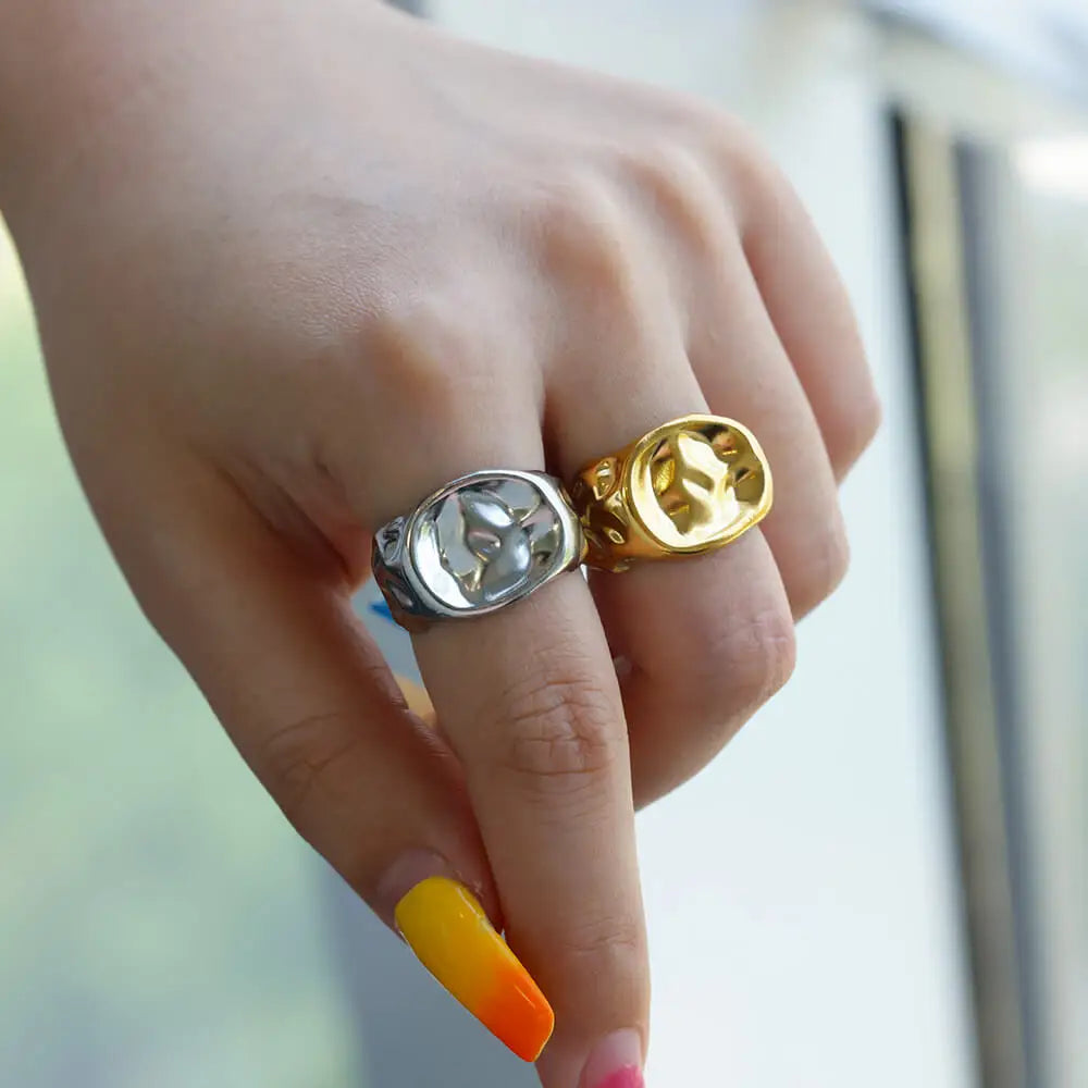Irregular Geometric Gold Ring – Stainless Steel Party & Fashion Jewelry for Women