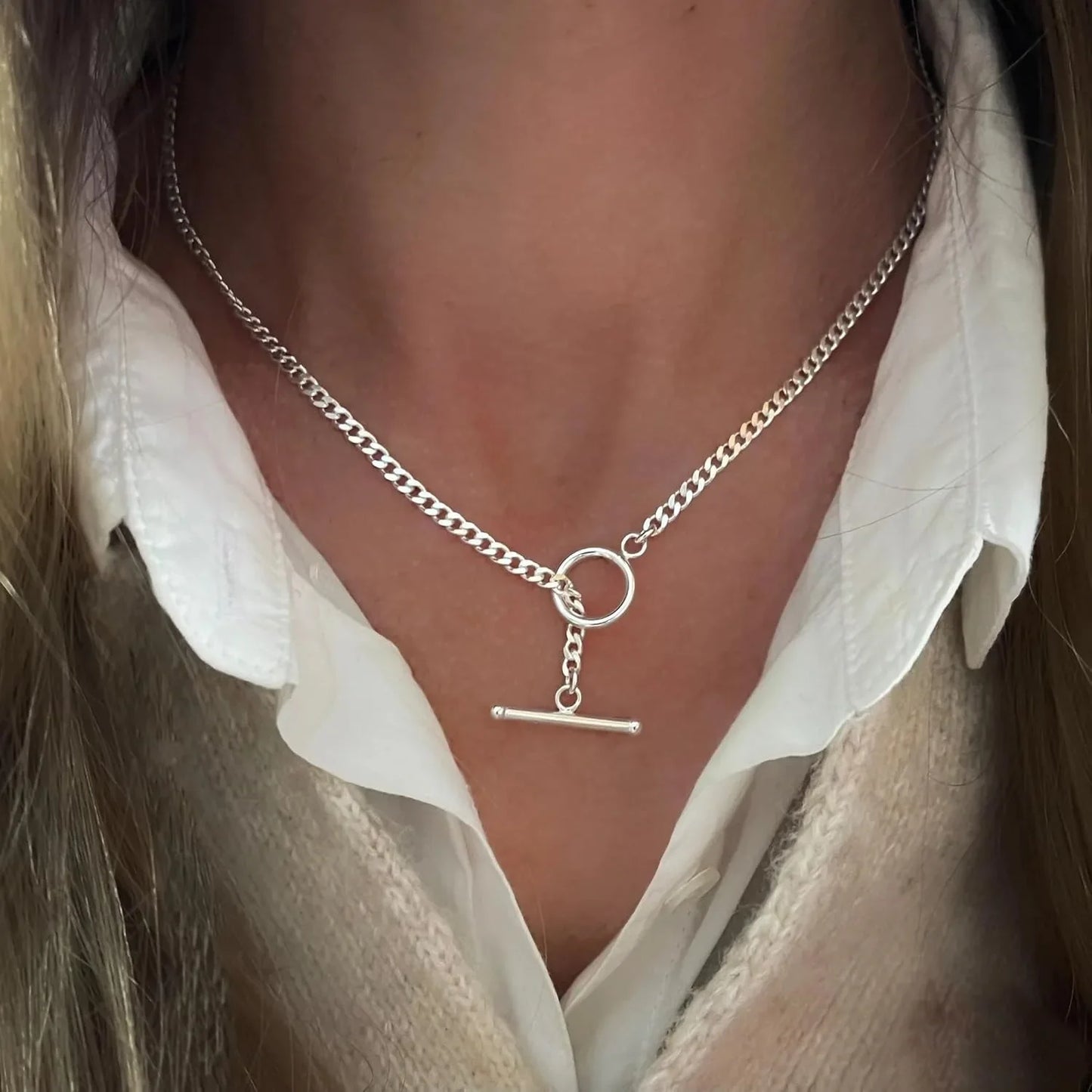 ✨ Gold Layered Necklace for Women – K Gold Plated Cuban Link & Paperclip Chain with Toggle Clasp | Trendy Jewelry Gift