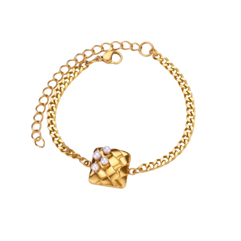 ❤️ Stainless Steel Heart Bracelet for Women | Gold Color Geometric Link Chain | Waterproof Fashion Jewelry Gift