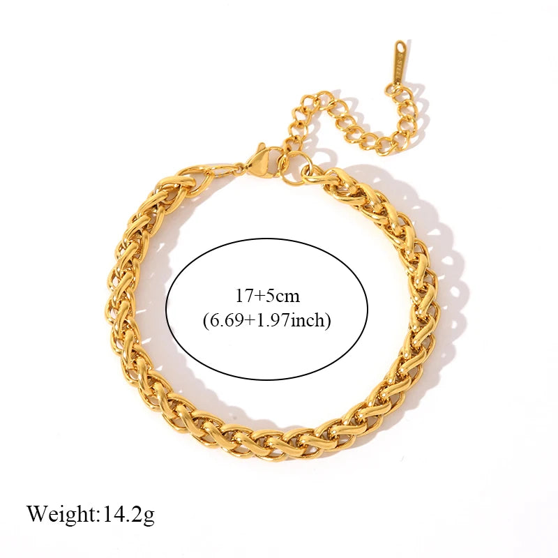 EILIECK 316L Stainless Steel Twisted Bracelet Bangle for Women – Trendy 18K Gold Plated, Waterproof Chain Jewelry, Party & Gift