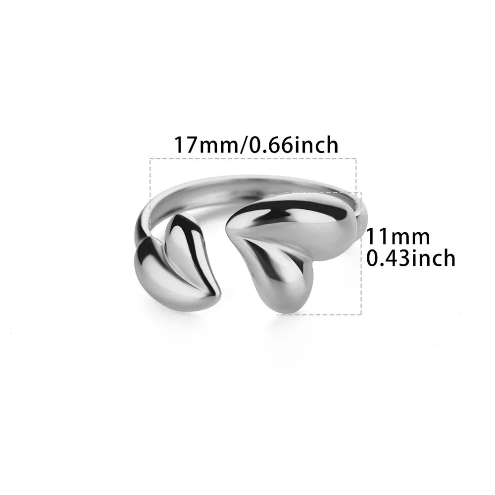 Irregular Heart Open Ring – Gold Stainless Steel Wedding & Fashion Jewelry for Women