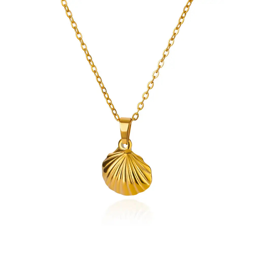 ✨ Vintage Starfish & Shell Necklace for Women – Gold Stainless Steel Ocean Pendant | Summer Jewelry Gift for BFF