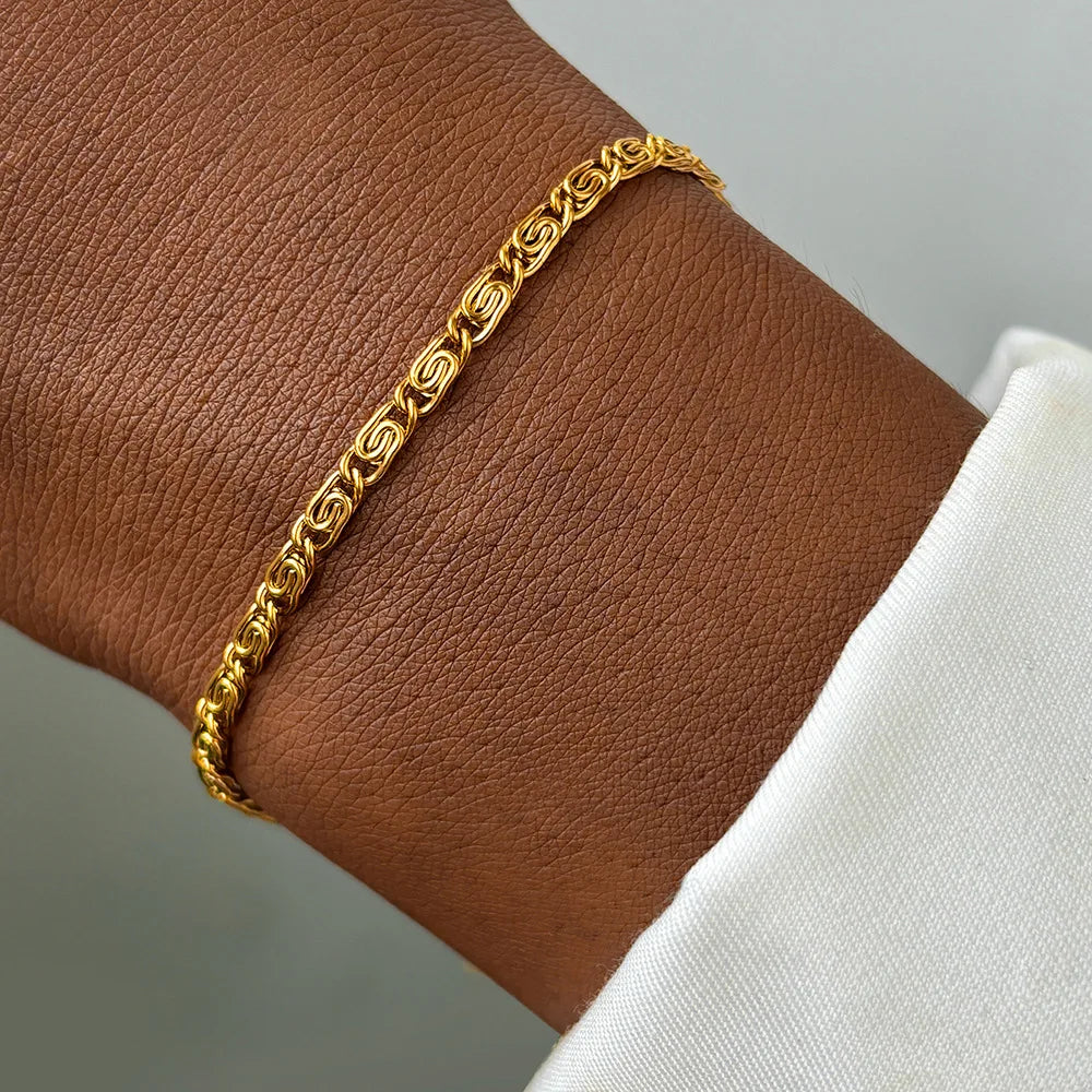 FTCY Stainless Steel Chain Bracelet | Gold Color Lightweight Women’s Bracelet & Anklet | Luxury Everyday Jewelry
