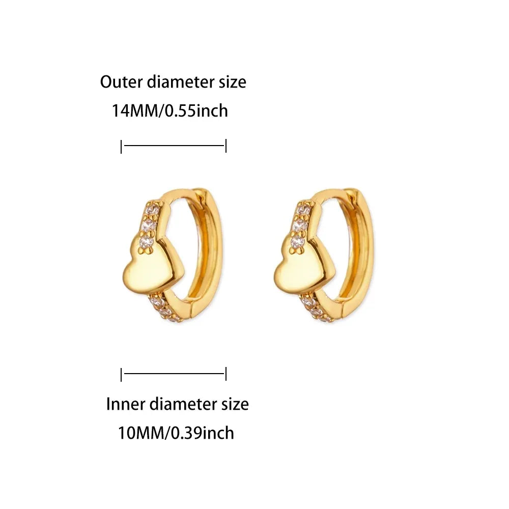 ✨ Hollow Zircon Heart Earrings for Women – Gold Stainless Steel Luxury Studs | Wedding, Couple & Gift Jewelry