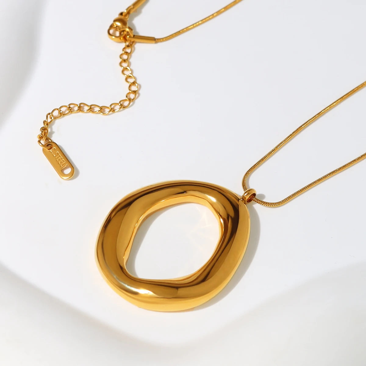 ✨ WILD & FREE Stainless Steel Irregular Pendant Necklace for Women | Snake Bone Chain | 18K Gold Plated Trendy Jewelry