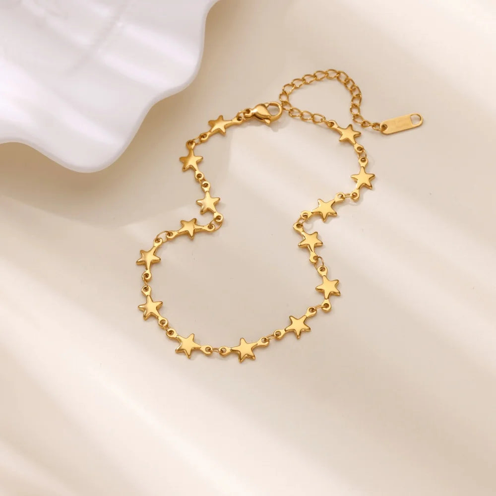 ❤️ Stainless Steel Heart Bracelet for Women | Gold Color Geometric Link Chain | Waterproof Fashion Jewelry Gift