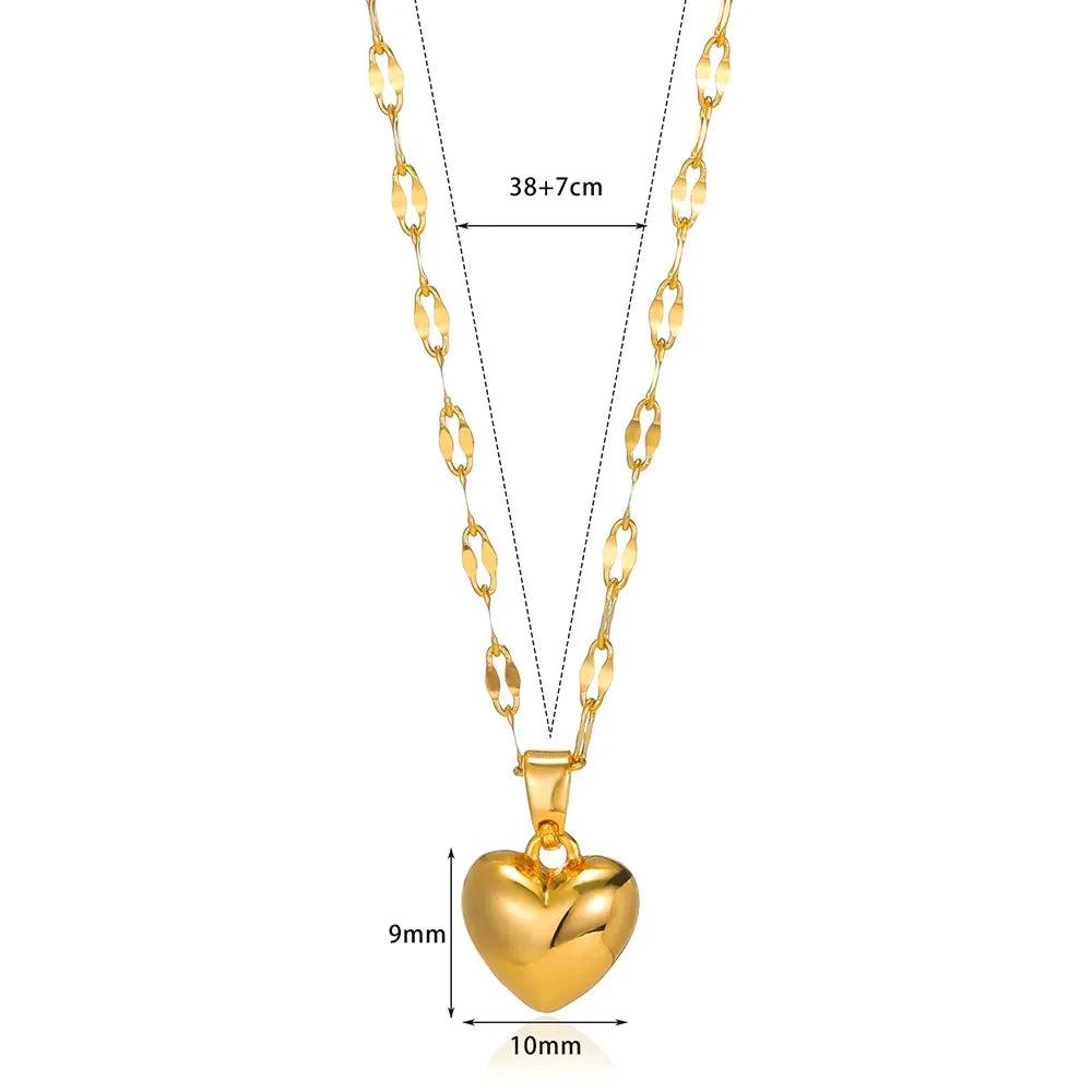 ✨ Stainless Steel Love Heart Pendant Necklace for Women – 2025 Trendy Lip Chain Jewelry | Minimalist Gift with Free Shipping