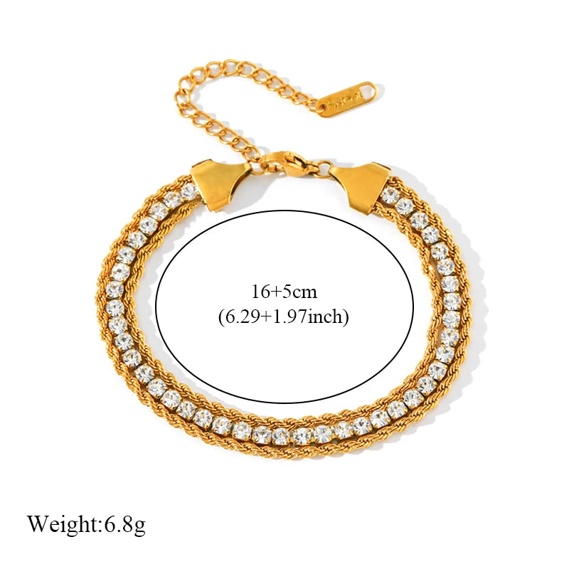 EILIECK 316L Stainless Steel Twisted Bracelet Bangle for Women – Trendy 18K Gold Plated, Waterproof Chain Jewelry, Party & Gift