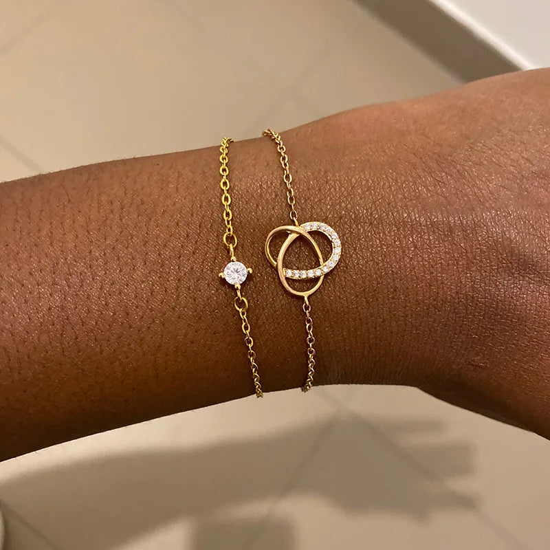 Single Zircon Circle Bead Bracelet for Women | Stainless Steel Trendy Summer Jewelry | Couple & Friend Gift 2023