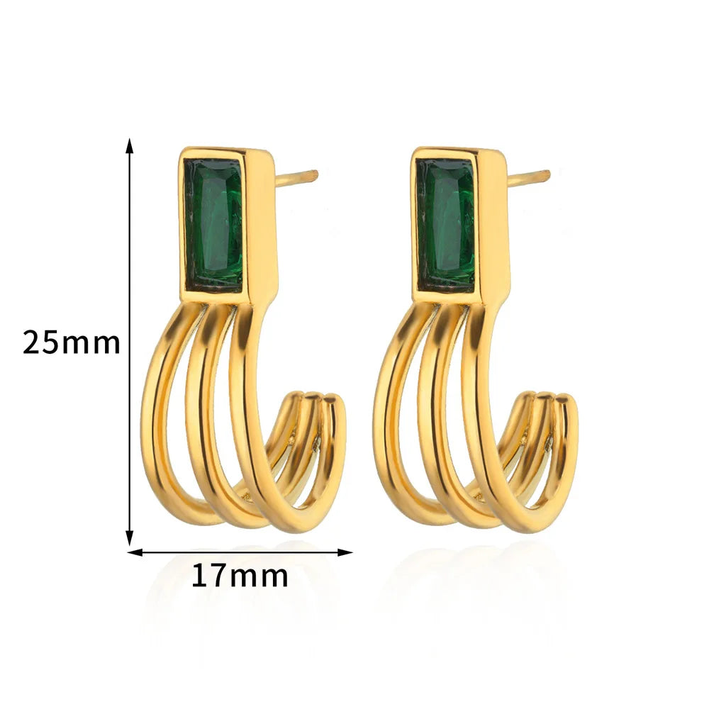 ✨ Vintage Irregular Claw Hook Earrings – Gold Stainless Steel Striped Studs for Women | Party, Wedding & Gift Jewelry
