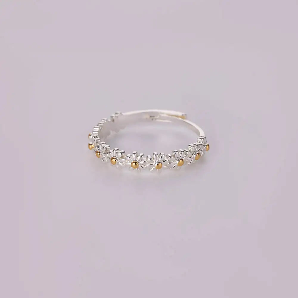 ๐ผ Vintage Daisy Adjustable Rings for Women | Stainless Steel Open Cuff Flower Ring | Wedding & Engagement Jewelry Gift