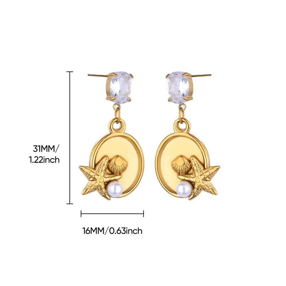 ✨ Vintage Starfish Stud Earrings for Women – Gold Stainless Steel Ocean-Inspired Jewelry | Summer Party & Gift 2025
