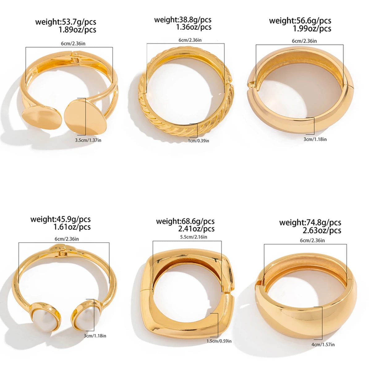 Salircon Exaggerated Punk Heavy Metal Bangle Bracelet for Women – Geometric Smooth Open Spring Cuff | Trendy Party Jewelry Gift