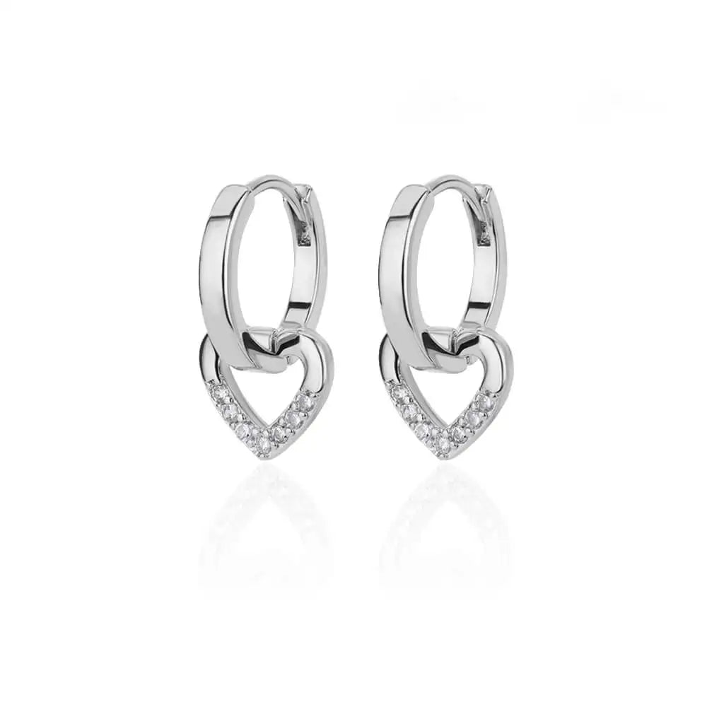✨ Hollow Zircon Heart Earrings for Women – Gold Stainless Steel Luxury Studs | Wedding, Couple & Gift Jewelry
