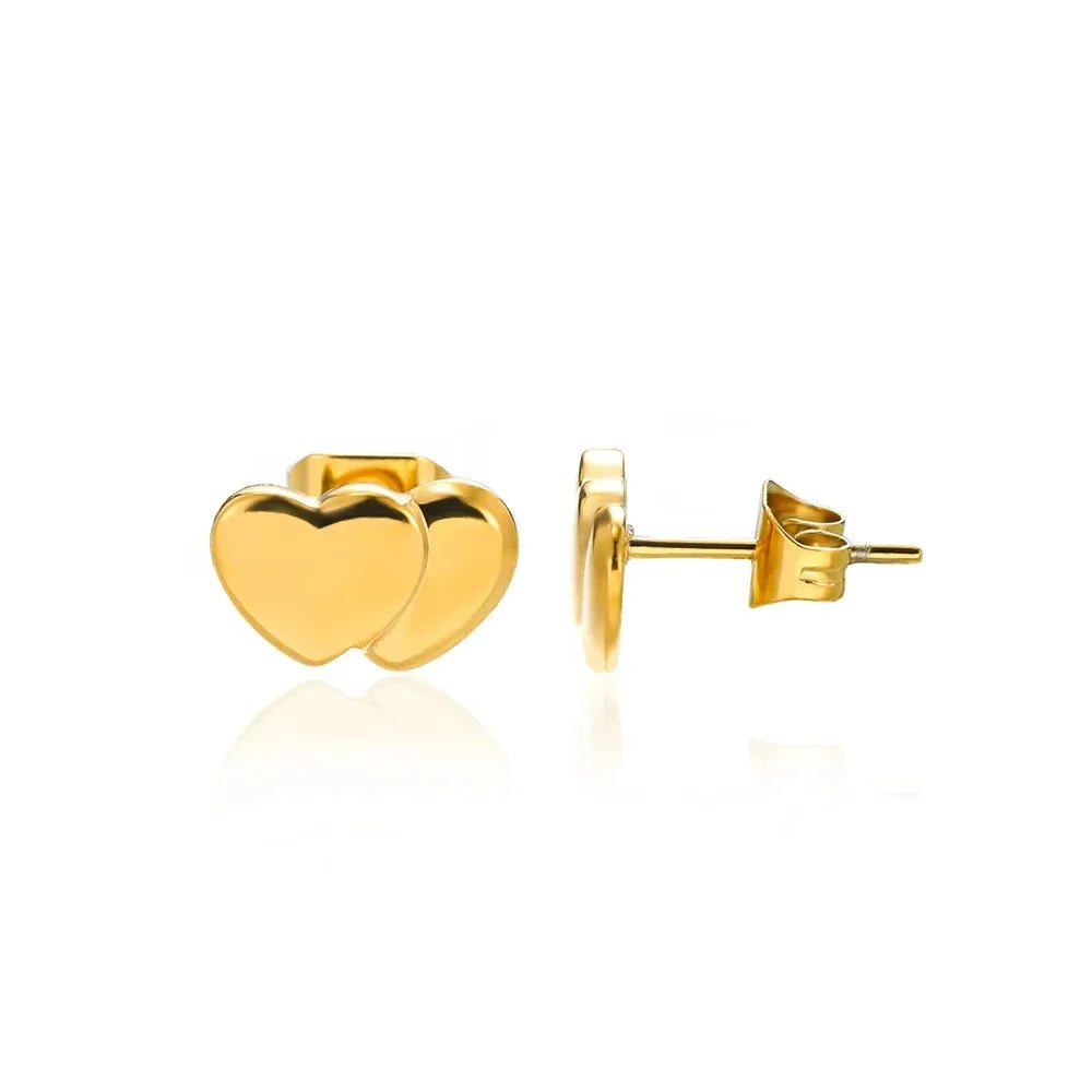 ✨ Hollow Zircon Heart Earrings for Women – Gold Stainless Steel Luxury Studs | Wedding, Couple & Gift Jewelry
