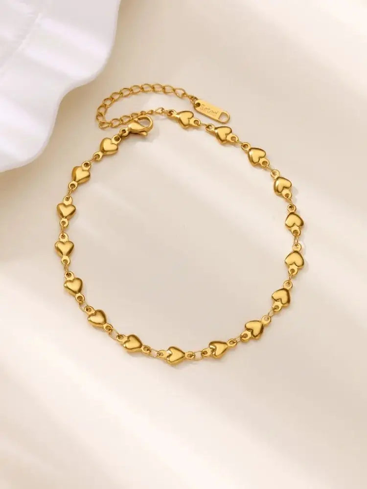 ❤️ Stainless Steel Heart Bracelet for Women | Gold Color Geometric Link Chain | Waterproof Fashion Jewelry Gift