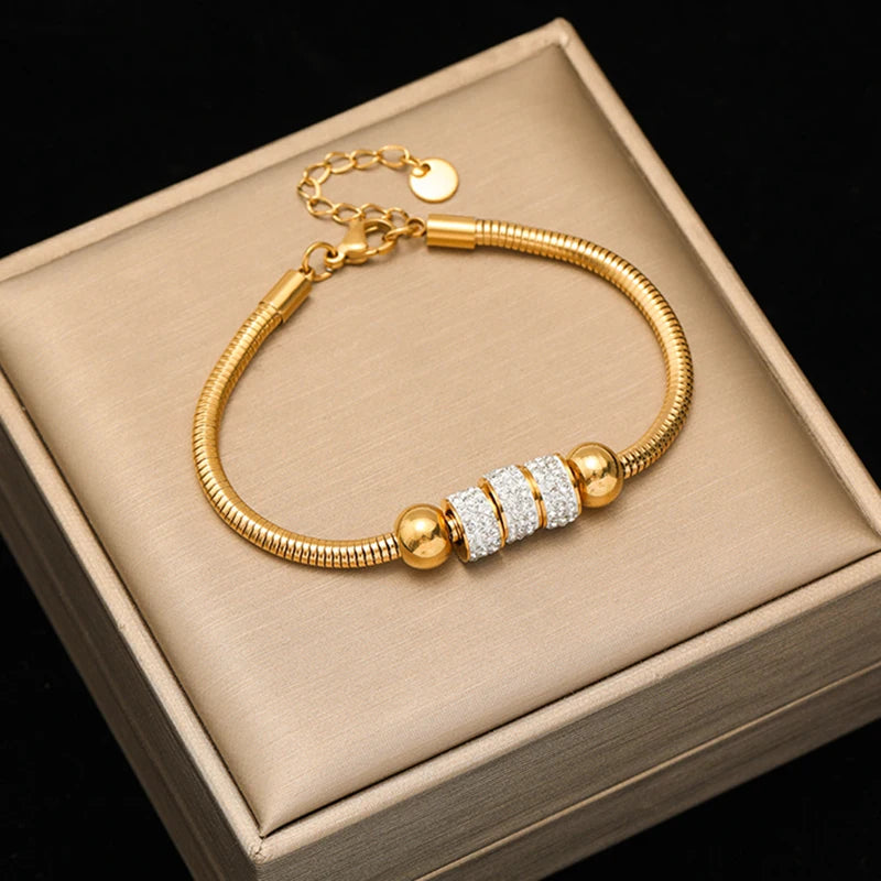 EILIECK 316L Stainless Steel Twisted Bracelet Bangle for Women – Trendy 18K Gold Plated, Waterproof Chain Jewelry, Party & Gift