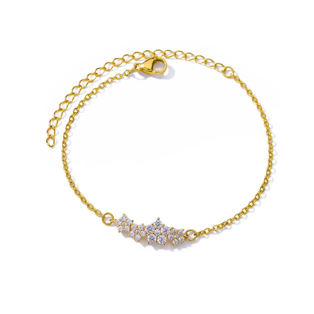 β¨ Crystal Zircon Star Bracelet for Women | Gold Plated Stainless Steel Charm | Trendy Wedding & Party Jewelry Gift