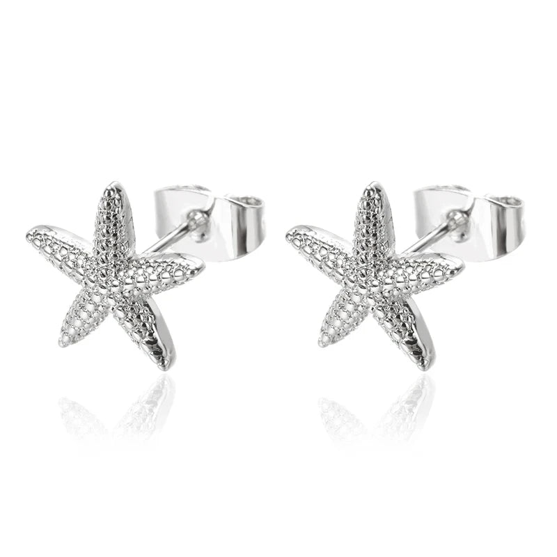 ✨ Vintage Starfish Stud Earrings for Women – Gold Stainless Steel Ocean-Inspired Jewelry | Summer Party & Gift 2025