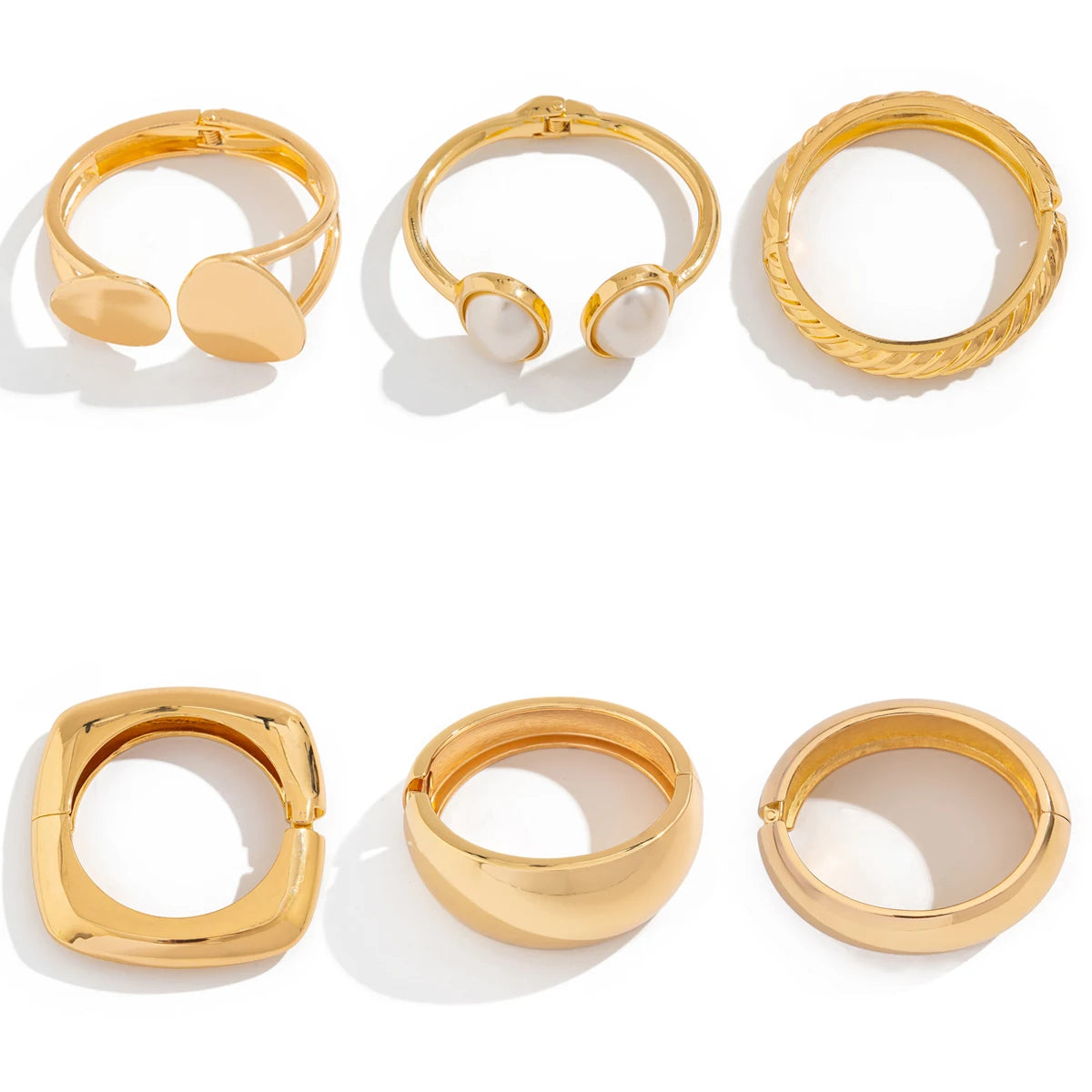 Salircon Exaggerated Punk Heavy Metal Bangle Bracelet for Women – Geometric Smooth Open Spring Cuff | Trendy Party Jewelry Gift