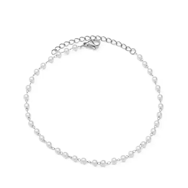 β¨ Elegant Pearl Chain Anklet for Women | 18K Gold Plated Stainless Steel Summer Beach Jewelry Gift