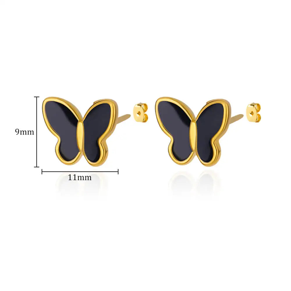 ✨ Elegant White Butterfly Stud Earrings – Stainless Steel Jewelry for Women | Aesthetic Wedding & Gift Accessory