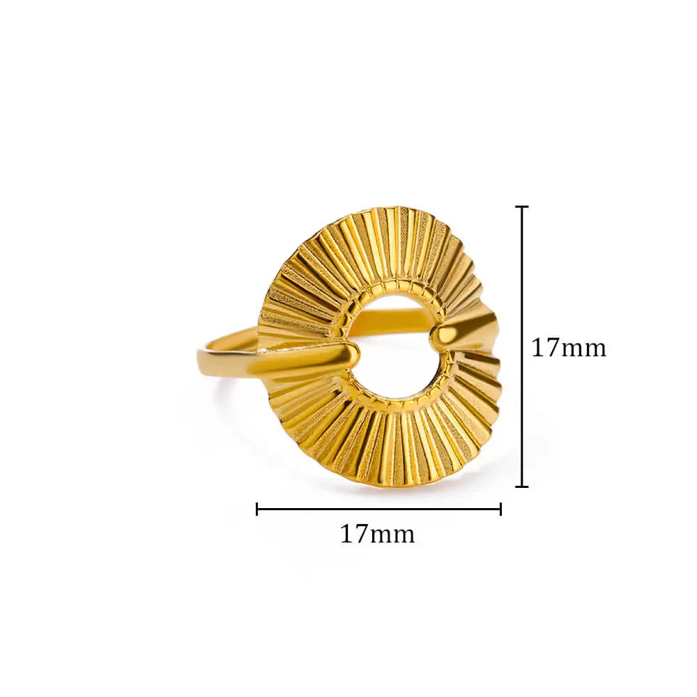 Minimalist Irregular Geometric Gold Stainless Steel Adjustable Open Ring for Women