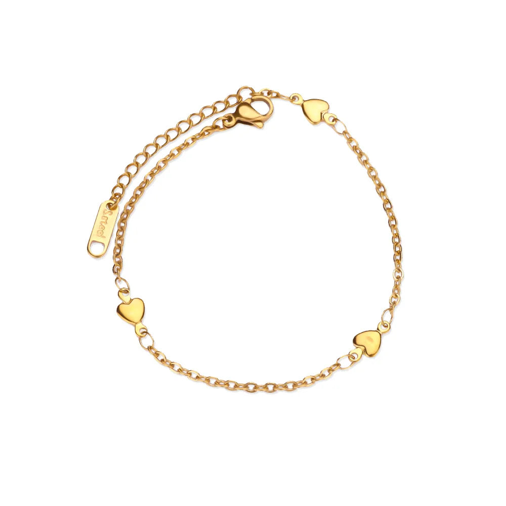 ❤️ Stainless Steel Heart Bracelet for Women | Gold Color Geometric Link Chain | Waterproof Fashion Jewelry Gift