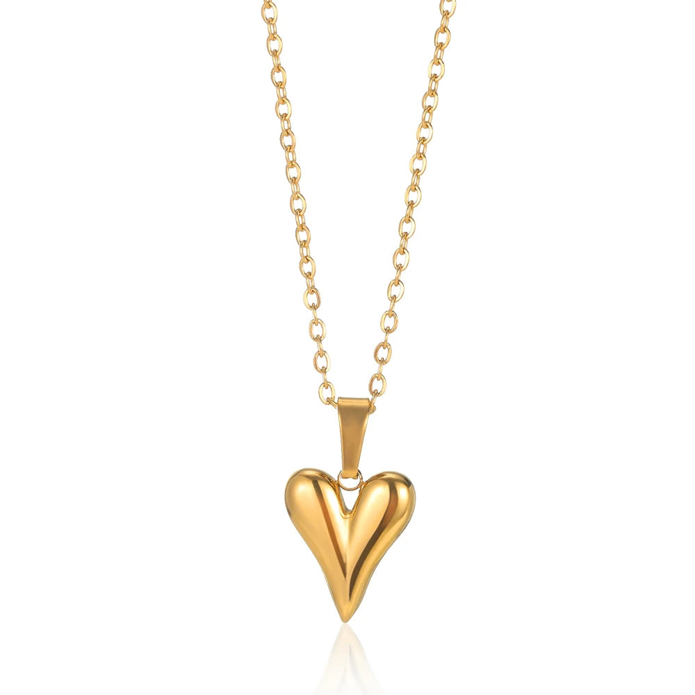 ✨ Stainless Steel Love Heart Pendant Necklace for Women – 2025 Trendy Lip Chain Jewelry | Minimalist Gift with Free Shipping
