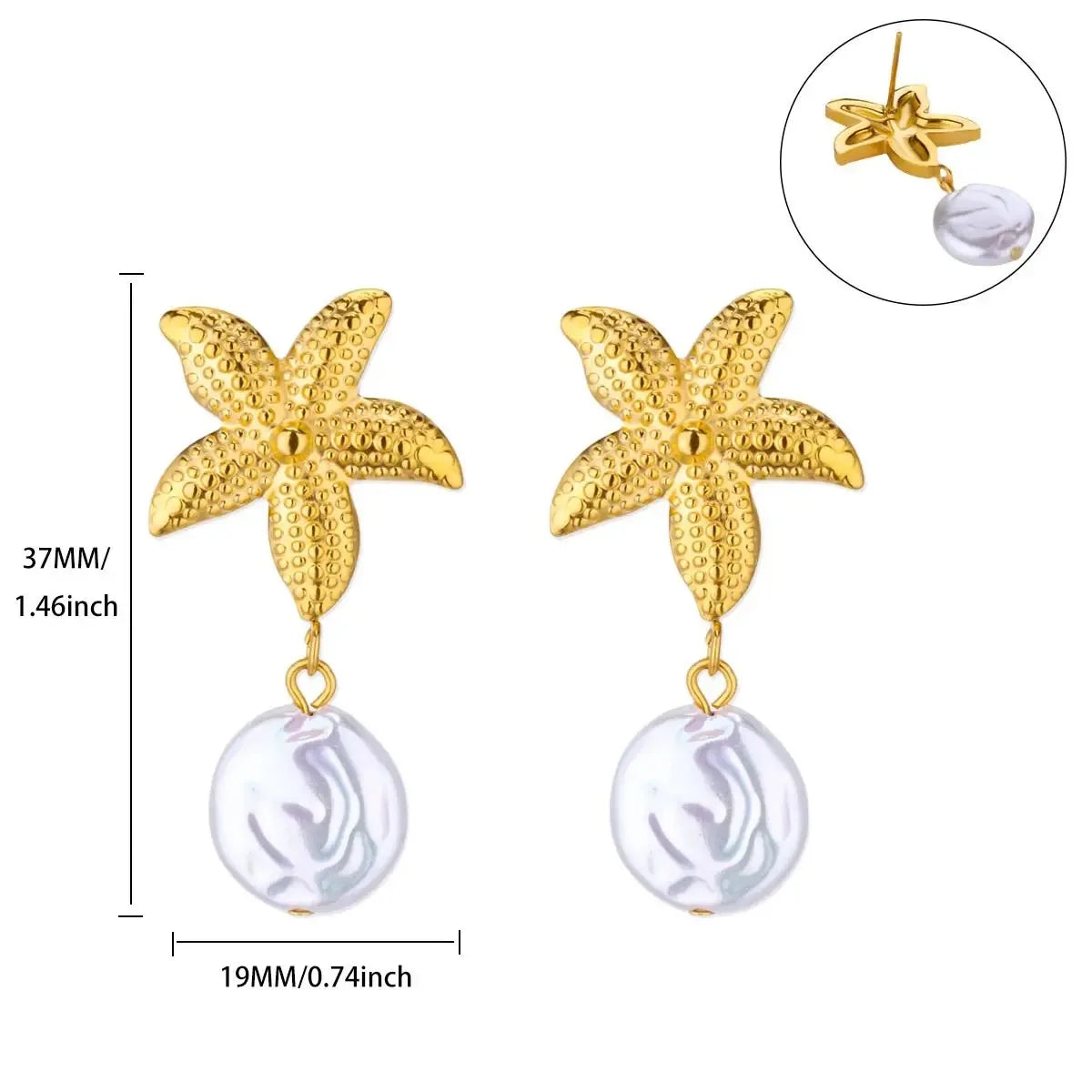 ✨ Vintage Starfish Stud Earrings for Women – Gold Stainless Steel Ocean-Inspired Jewelry | Summer Party & Gift 2025