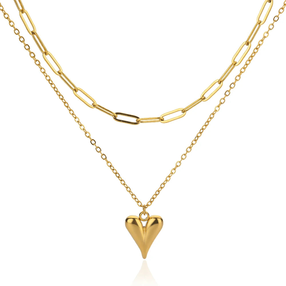 ✨ Stainless Steel Love Heart Pendant Necklace for Women – 2025 Trendy Lip Chain Jewelry | Minimalist Gift with Free Shipping
