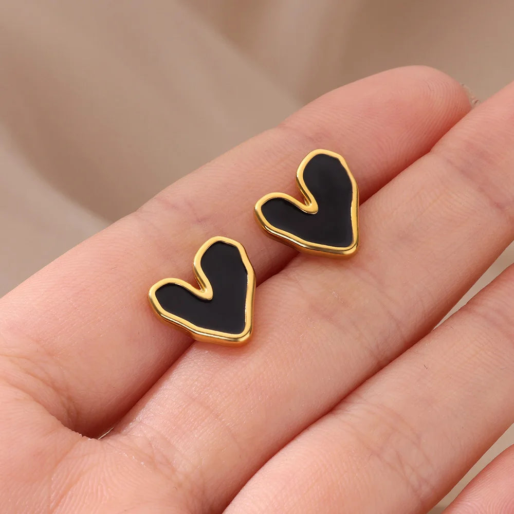 ❤️ Minimalist Heart Stud Earrings for Women | Stainless Steel Aesthetic Jewelry | Wedding & Christmas Gift Accessories