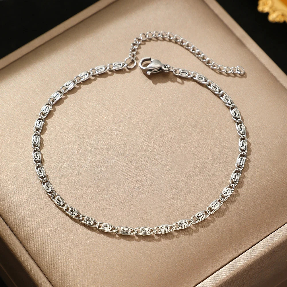 FTCY Stainless Steel Chain Bracelet | Gold Color Lightweight Women’s Bracelet & Anklet | Luxury Everyday Jewelry