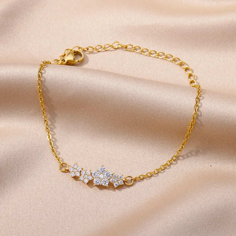 β¨ Crystal Zircon Star Bracelet for Women | Gold Plated Stainless Steel Charm | Trendy Wedding & Party Jewelry Gift