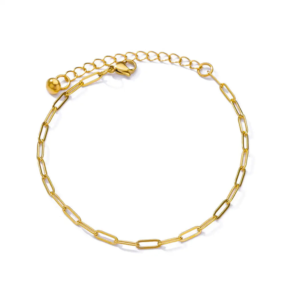 ✨ Minimalist Paperclip Chain Anklet for Women | Stainless Steel Gold Link Chain Bracelet | Trendy Jewelry Gift for Mom