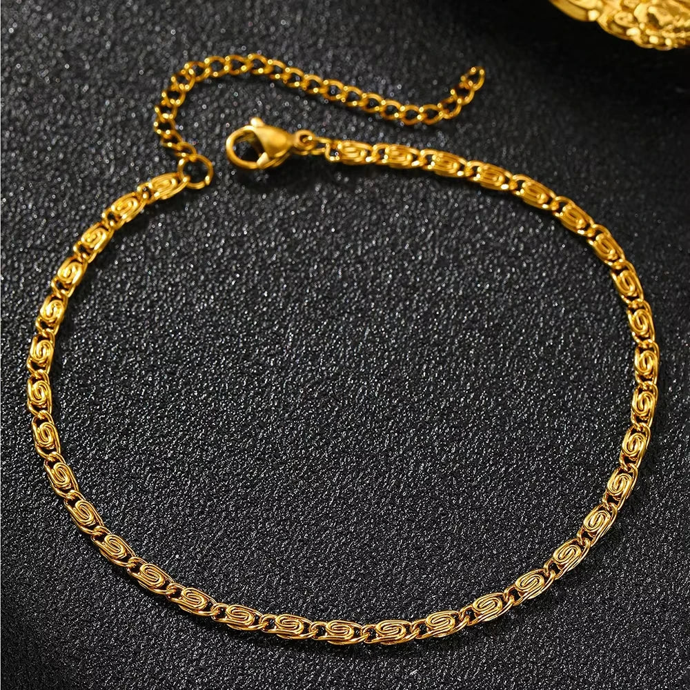 FTCY Stainless Steel Chain Bracelet | Gold Color Lightweight Women’s Bracelet & Anklet | Luxury Everyday Jewelry