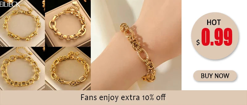EILIECK 316L Stainless Steel Twisted Bracelet Bangle for Women – Trendy 18K Gold Plated, Waterproof Chain Jewelry, Party & Gift