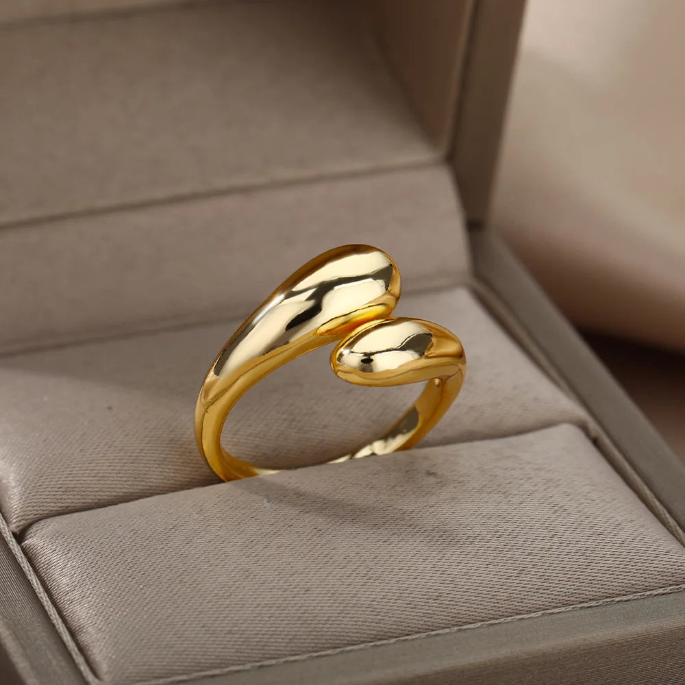 Stainless Steel Rings for Women – 2024 Trend Gold Color Wedding & Couple Jewelry – Free Shipping