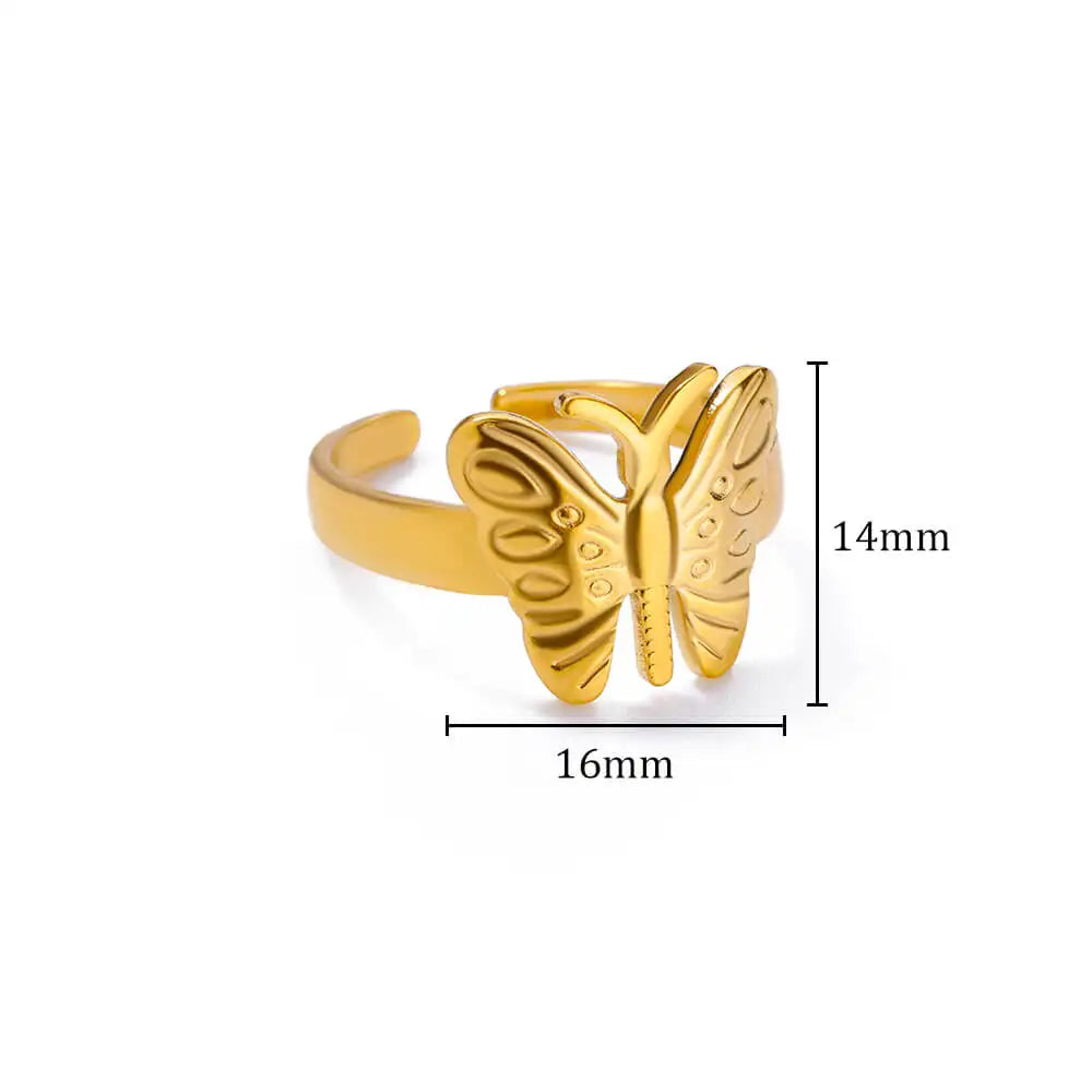Minimalist Irregular Geometric Gold Stainless Steel Adjustable Open Ring for Women