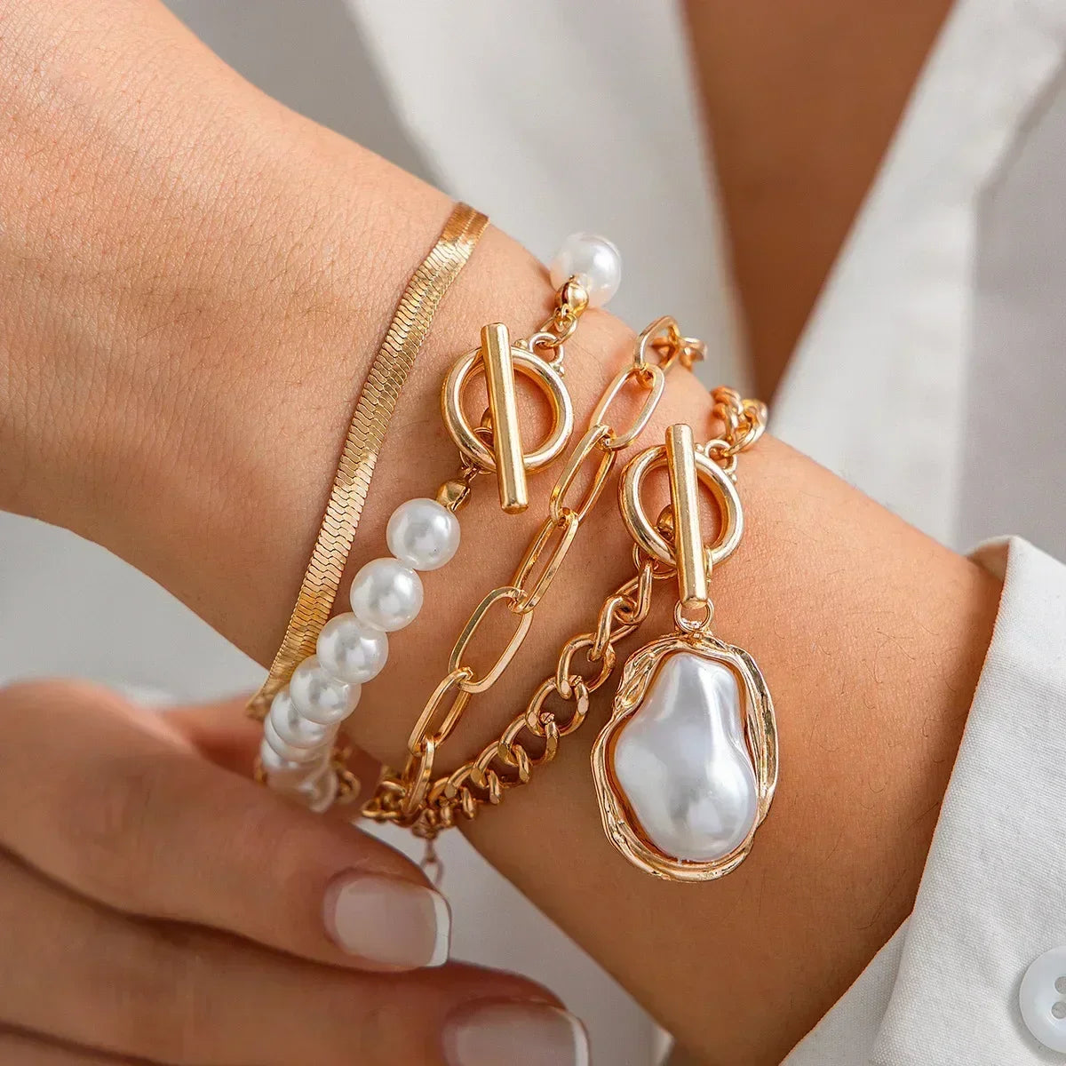 Hot Sale Water Drop Bangle Bracelet for Women – Exaggerated Smooth Surface Adjustable Metal Cuff | Punk Style Fashion Jewelry