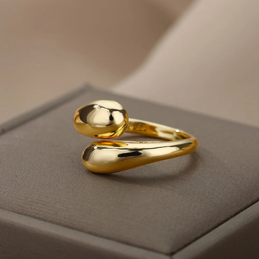 Stainless Steel Rings for Women – 2024 Trend Gold Color Wedding & Couple Jewelry – Free Shipping