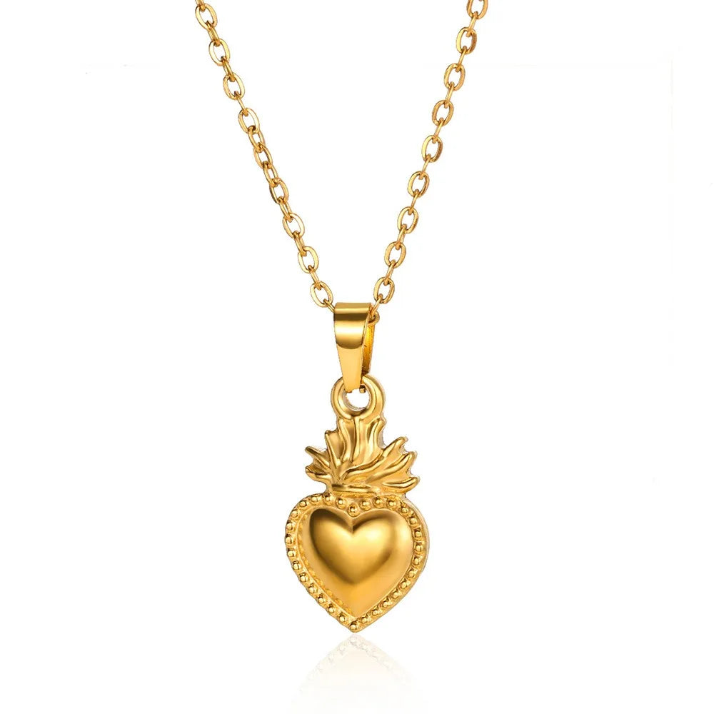 ✨ Stainless Steel Love Heart Pendant Necklace for Women – 2025 Trendy Lip Chain Jewelry | Minimalist Gift with Free Shipping