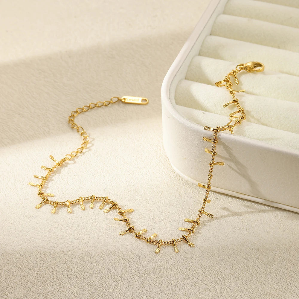 ✨ 316L Stainless Steel Anklet for Women | Gold Geometric Adjustable Chain | Summer Beach Wedding Jewelry Gift