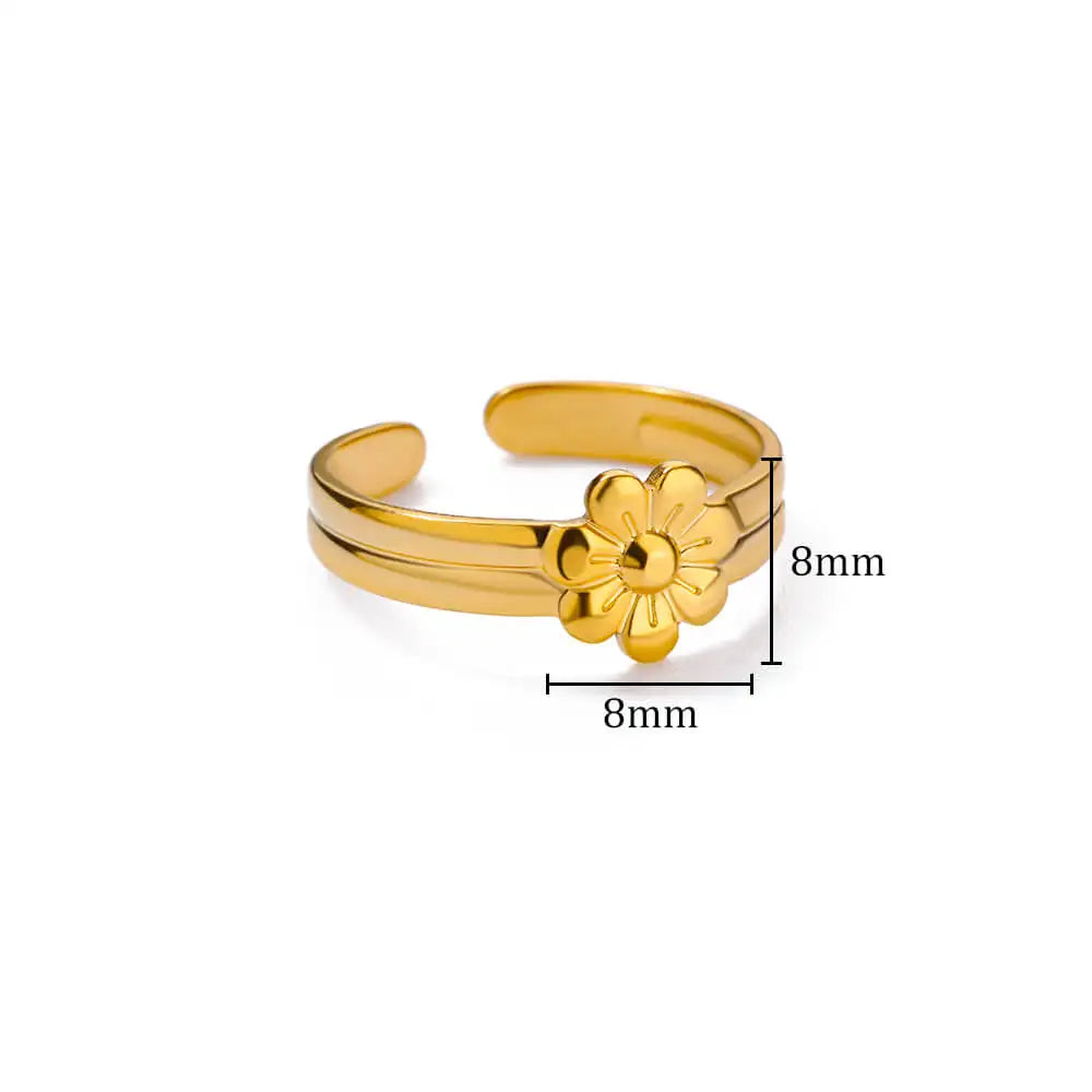 Minimalist Irregular Geometric Gold Stainless Steel Adjustable Open Ring for Women